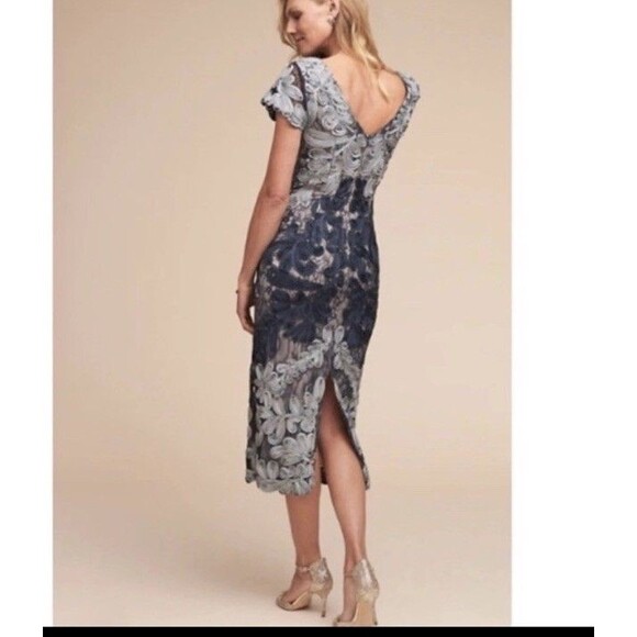BHLDN JS Collection SANTIAGO Dress Navy/Cloud 2 Anthropologie Midi Coctail - Picture 2 of 12